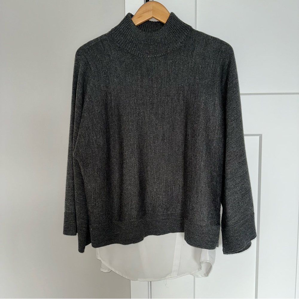 SIMPLY VERA Vera Wang Charcoal Mock Neck 2 in 1 Women's Sweater size S